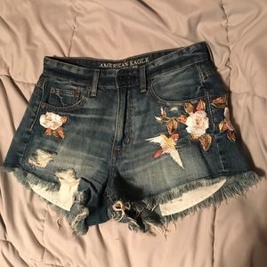 AE high waisted denim shorts